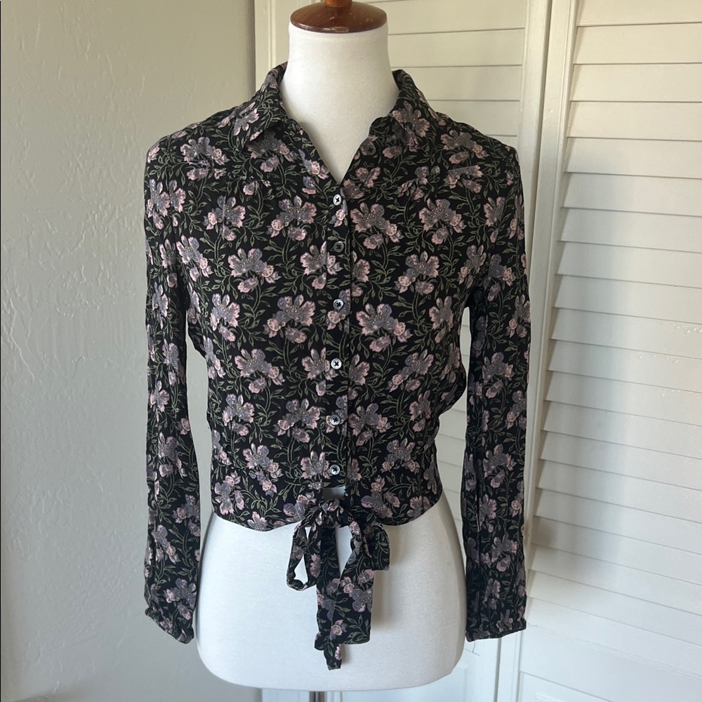PAIGE Floral Tie-Front Blouse